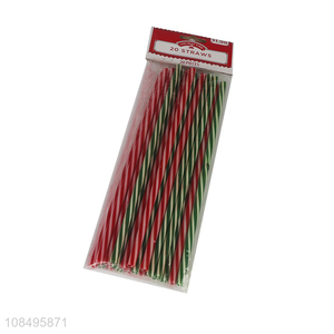 Most popular 20pieces christmas style plastic straw for sale