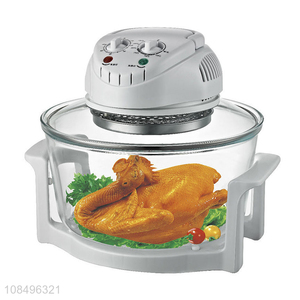 Wholesale 220V 1300W 12L visible air fryer oil-free smokeless halogen convection oven