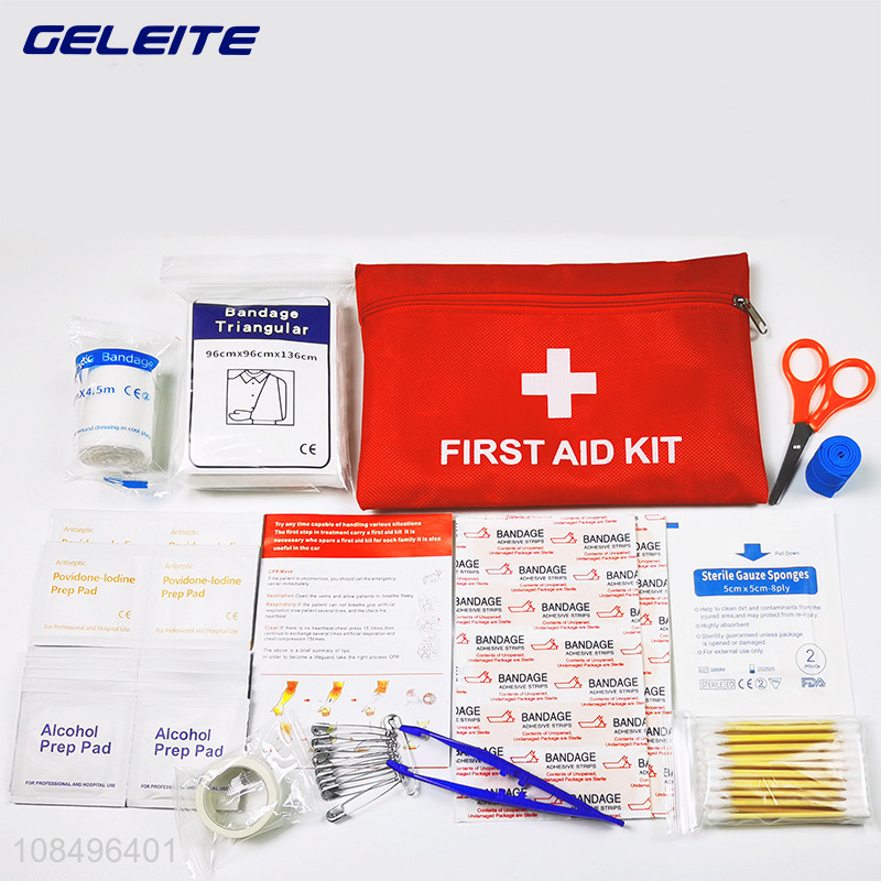 Wholesale 14 items 79 pieces portable outdoor waterproof family first aid kit
