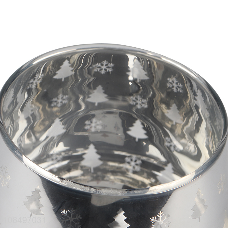 Wholesale electroplated glass candle jar Christmas glass candle holder