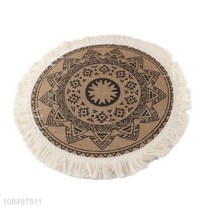 Wholesale linen printing round place mats for table decoration