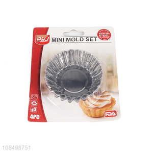 Good quality 4pcs stainless steel egg tart mold for sale