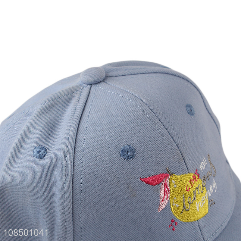 Wholesale cute fruit embroidered baseball cap for youth teens