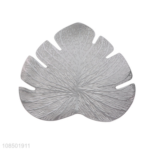 Top quality leaves shape silver anti-slip table mats place mats