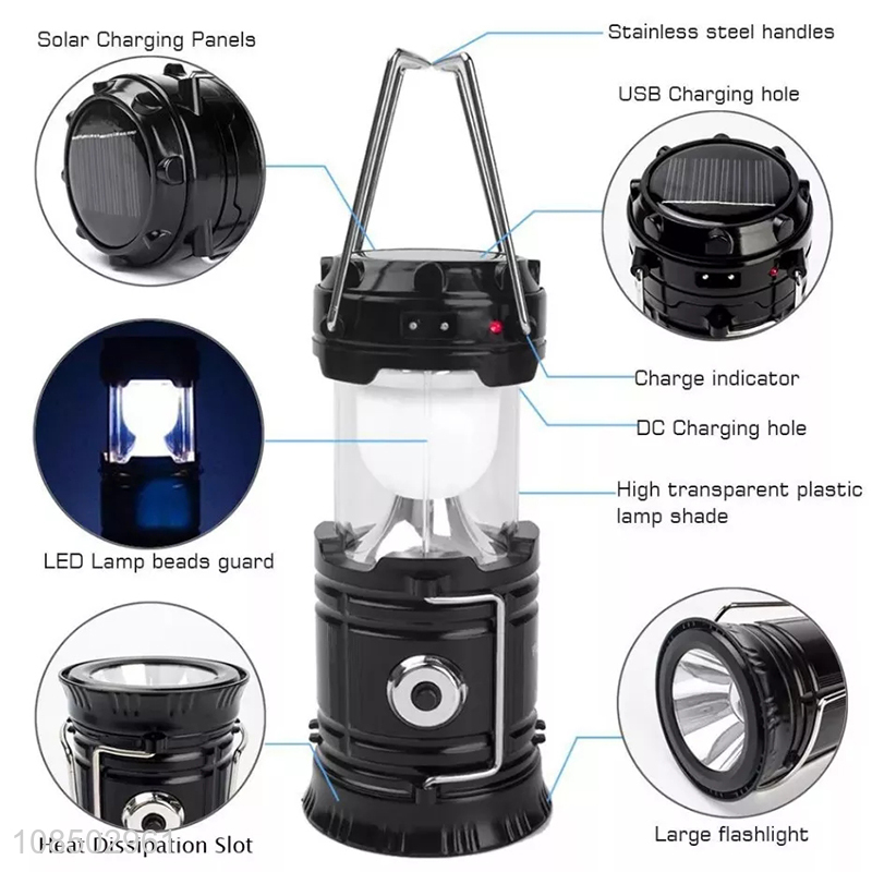 Wholesale portable foldable camping light solar-powered lantern rechargeable wall light