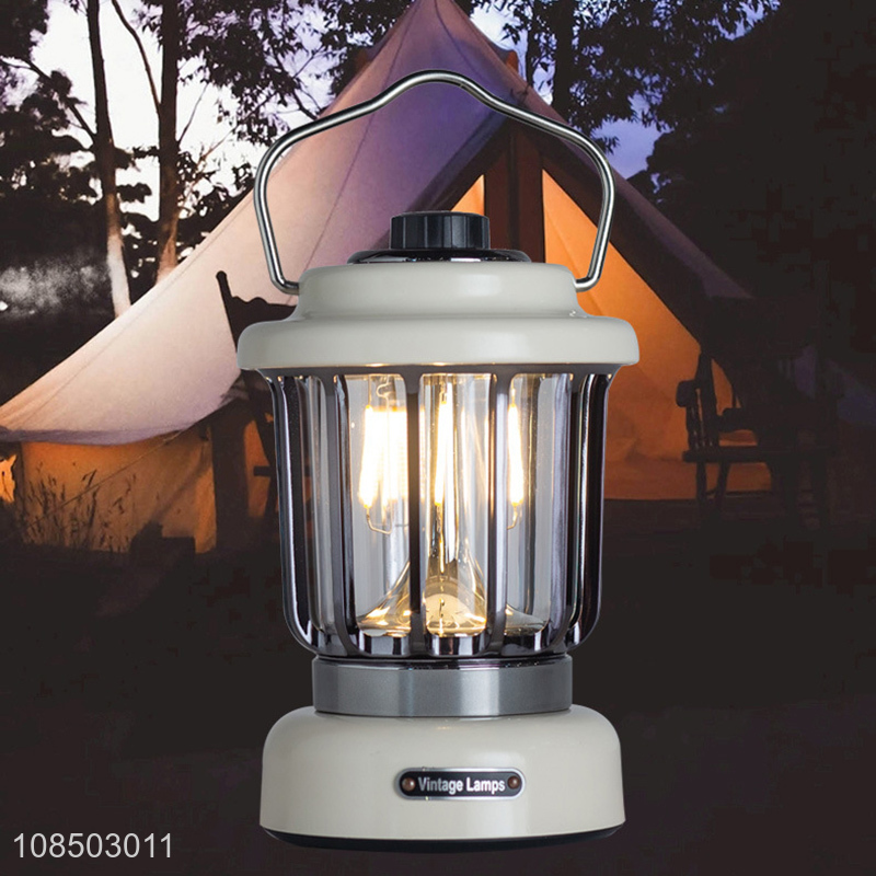 High quality portable retro painted  iron led camping lantern rechargeable tent lamp