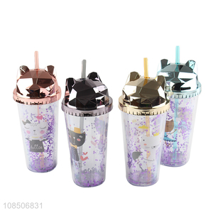 Top products plastic cartoon water drinking bottle with lids