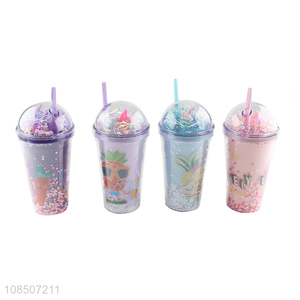 Factory supply multicolor 450ml straw summer ice cup water cup