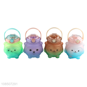 Cute design cartoon portable plastic water bottle with handle