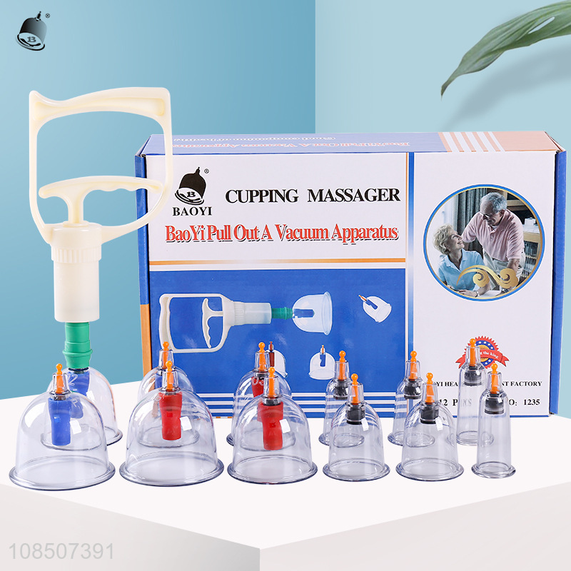 Good price 12 cips cupping therapy set for body massage pain releif