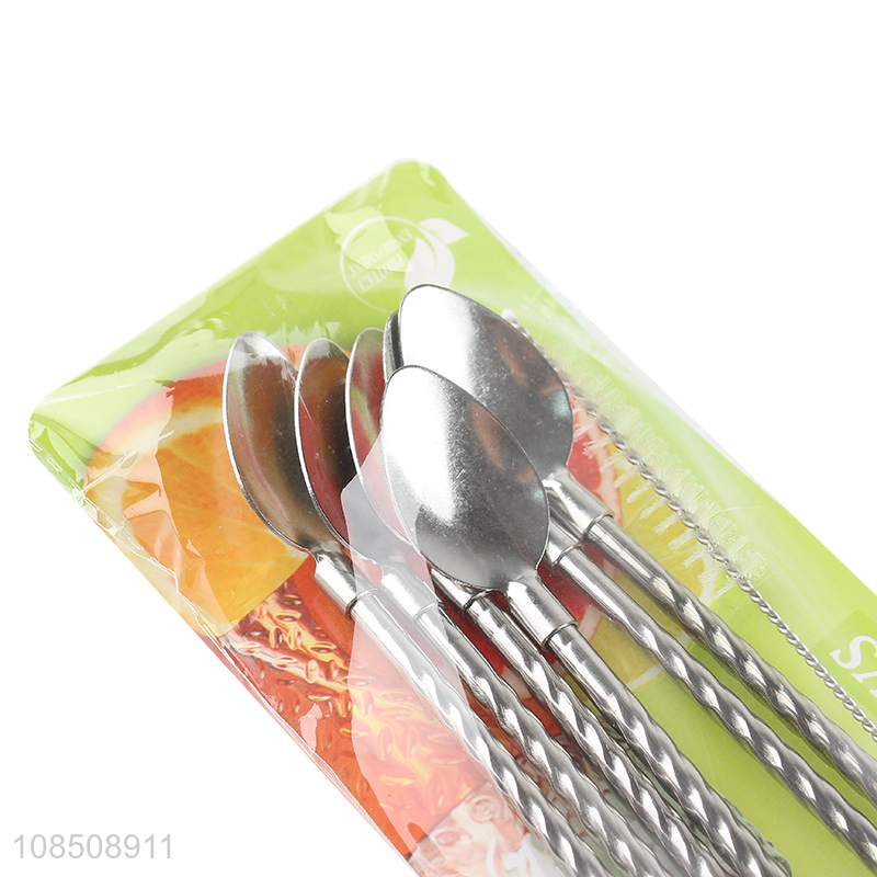 Online wholesale reusable stainless steel drinking straw with spoon