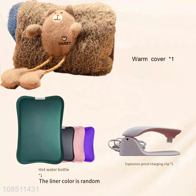 Wholesale cartoon cover winter hand warmer safe electric hot water bag