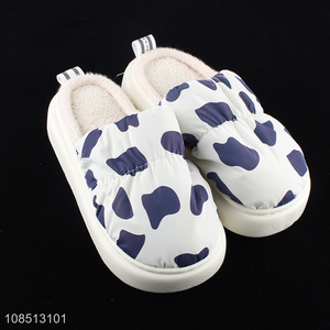 Best quality women slippers winter comfy cow print indoor home slippers