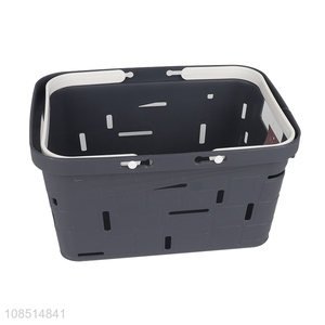 Good quality plastic space saving storage basket with handles