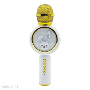 Wholesale portable kids wireless karaoke microphone with speaker & led light