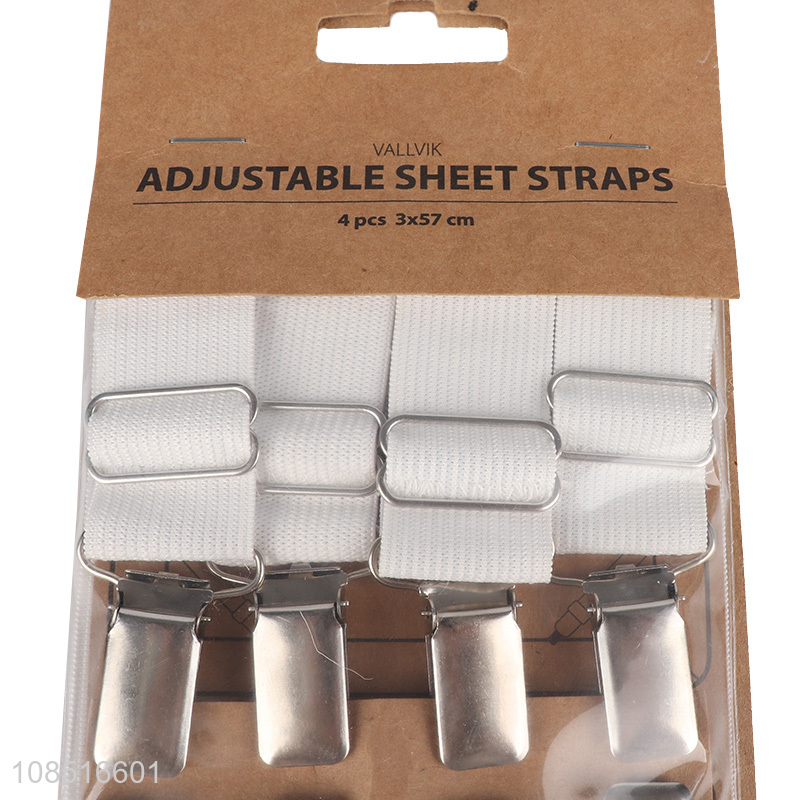 Factory supply 4pcs heavy duty sheet clips adjustable sheet straps