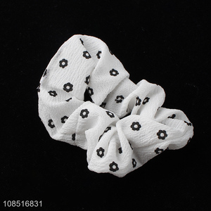 Popular design elegant flower printed hair scrunchies hair ties