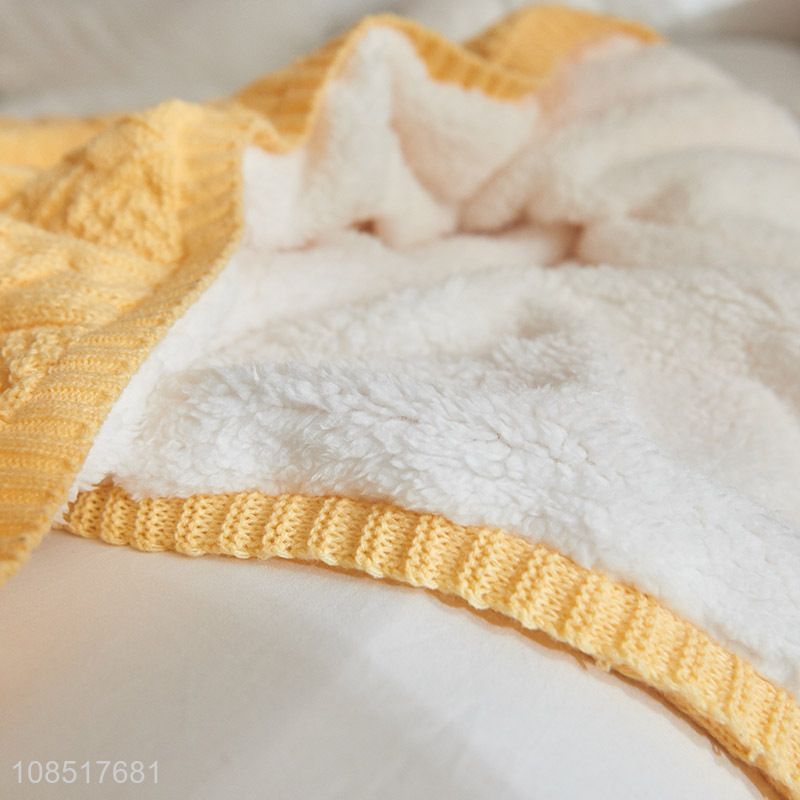 Good quality thick double-layer acrylic knit faux sherpa throw blanket