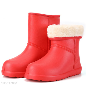 Most popular red warm winter women fashion waterproof rain boots