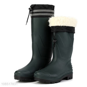 Hot selling warm pvc outdoor waterproof rain boots for men