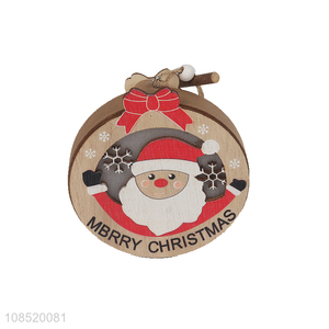 Hot selling hanging wooden Christmas tree ornament with led light