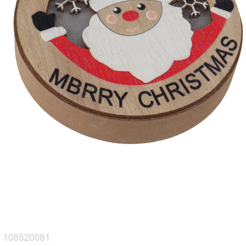 Hot selling hanging wooden Christmas tree ornament with led light