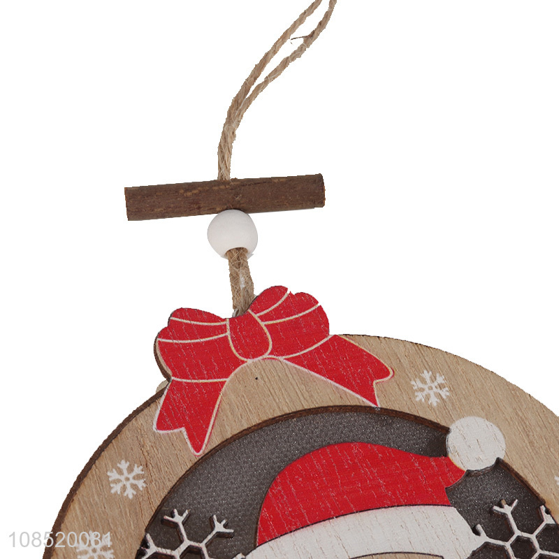 Hot selling hanging wooden Christmas tree ornament with led light