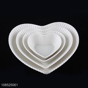 Good price white heart shape home ceramic tableware plate set