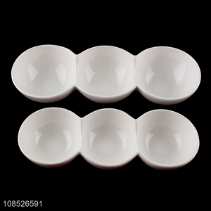 Good price 3-compartment divided ceramic dish appetizer plate