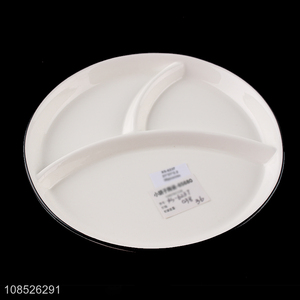 New products divided ceramic plate porcelain dish for snacks