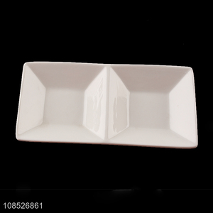 New arrival 2-compartment divided ceramic porcelain spice plate