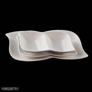 New arrival 2-compartment ceramic spice dish vinegar plate