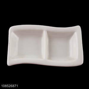 Hot selling 2-compartment ceramic sushi dish appetizers plate