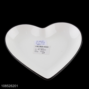 Factory price heart shaped ceramic plates serving platters