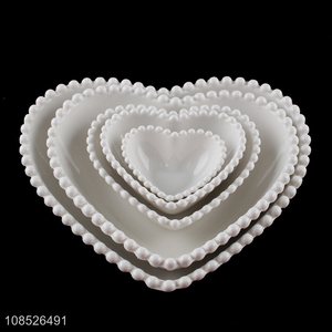 Wholesale heart shape ceramic plate porcelain dish for salad