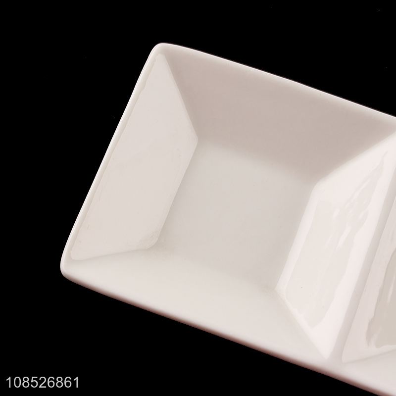 New arrival 2-compartment divided ceramic porcelain spice plate