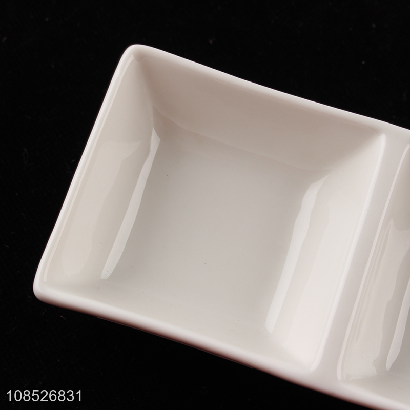 China imports 2-compartment ceramic sushi plate serving platter