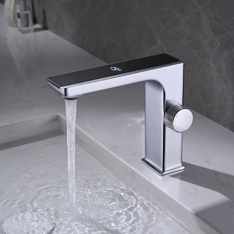 Wholesale electric basin faucet with digital display for kitchen bathroom