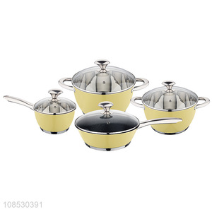 High quality 4pcs stainless steel cookware set with soup pot milk pot frying pan