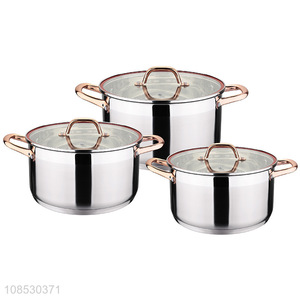 High quality 3pcs stainless steel soup pot set stewpot set cookware set