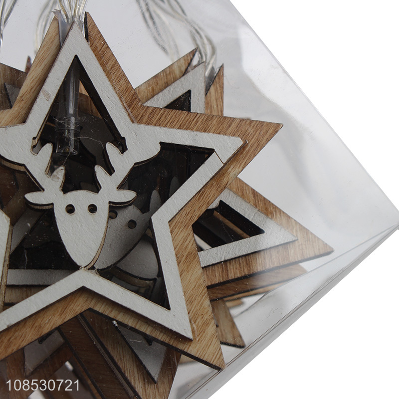 Hot selling star shape wooden hanging string lights wholesale