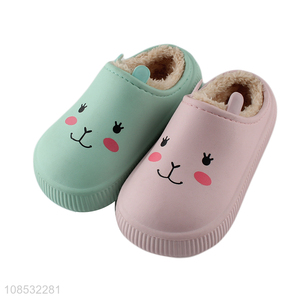 Wholesale kids boys girls winter slippers fleece lined indoor slippers