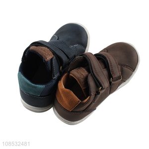 High quality anti-slip pu leather hook & loop board shoes for kids