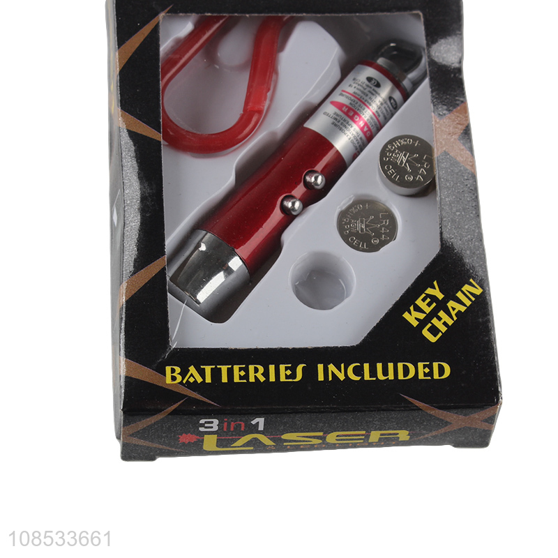 Wholesale portable 4 in 1 led flashlight mini laser pointer cat training toy