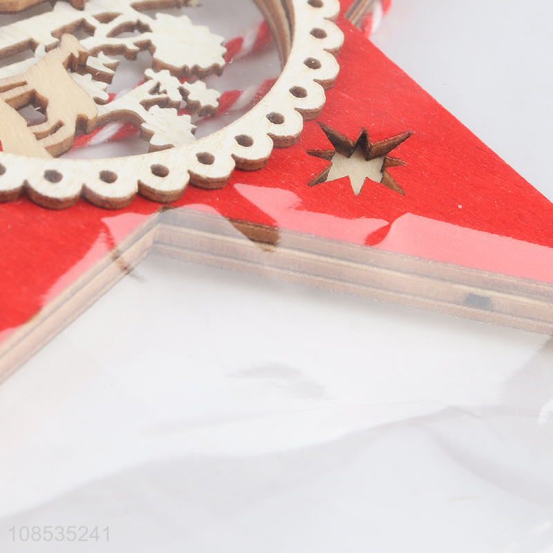 New arrival hollowed out wooden Christmas tree hanging ornaments