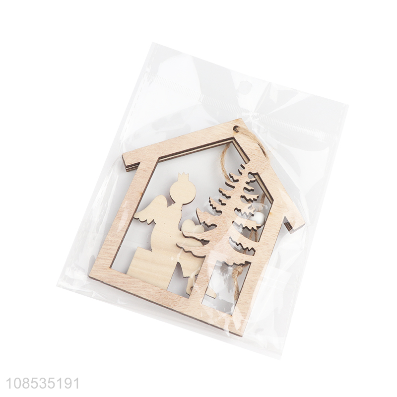 Wholesale hollow laser cut wooden ornament for Xmas tree decoration