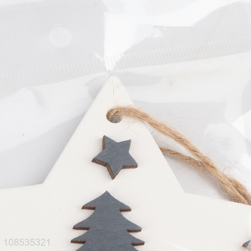 Wholesale hanging Christmas ornament rustic painted wooden ornament