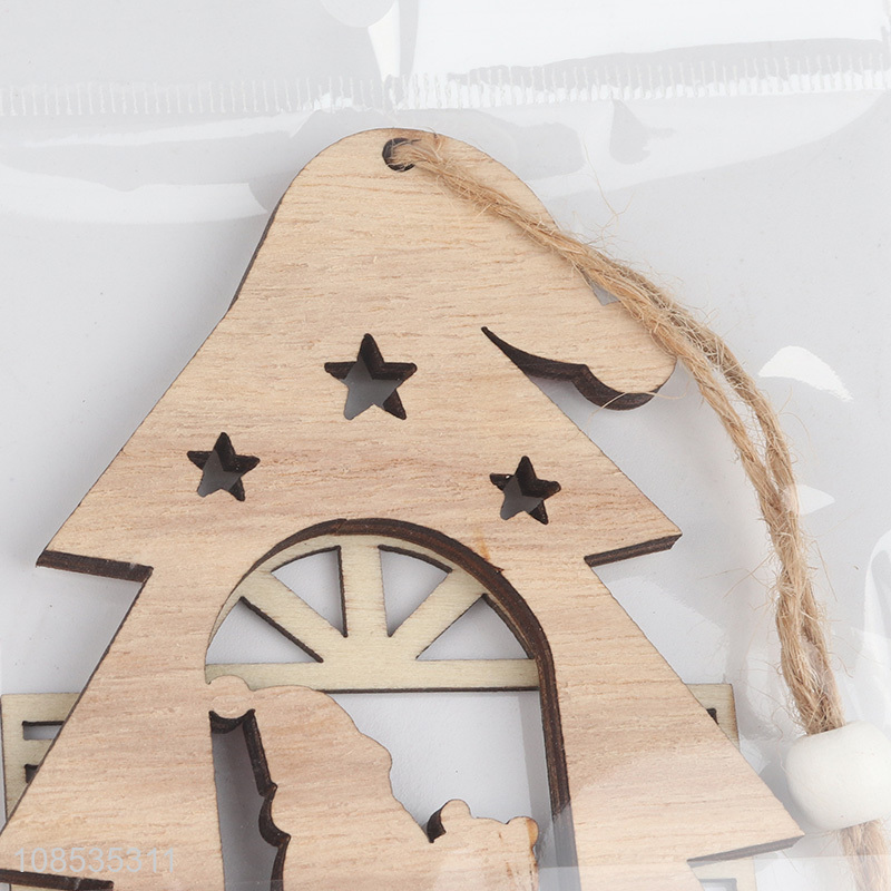 Hot selling hanging Xmas ornaments Christmas tree wooden pendants