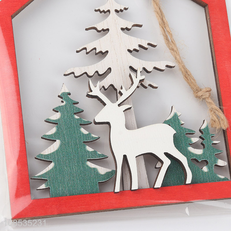 Low price Christmas hanging ornaments wooden painted ornaments