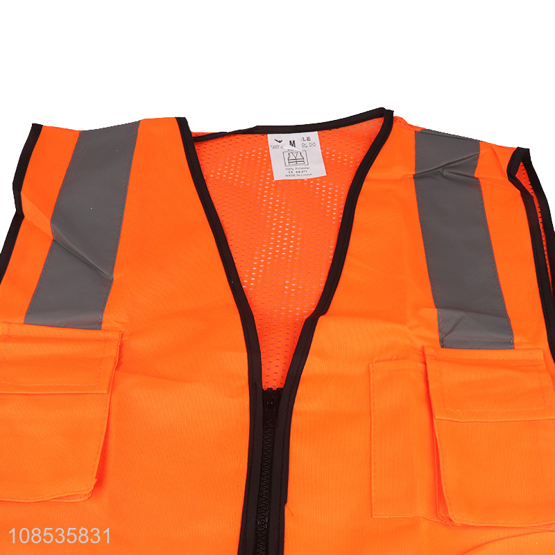 Factory supply high visibility reflective safety vest with pocket